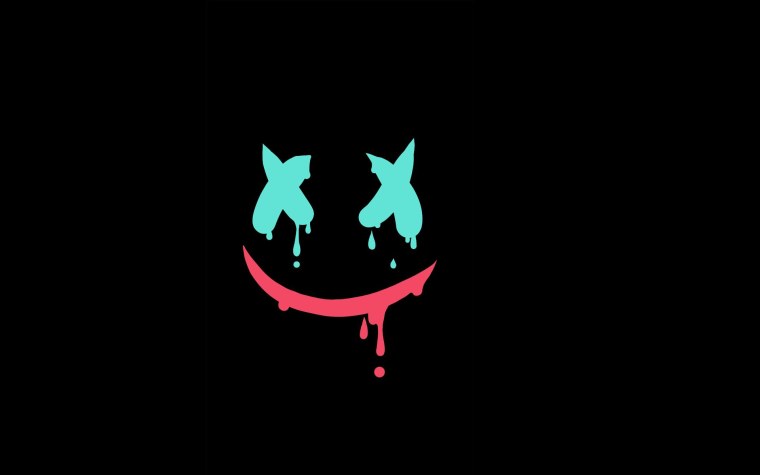 Неоновая улыбка на черном фоне