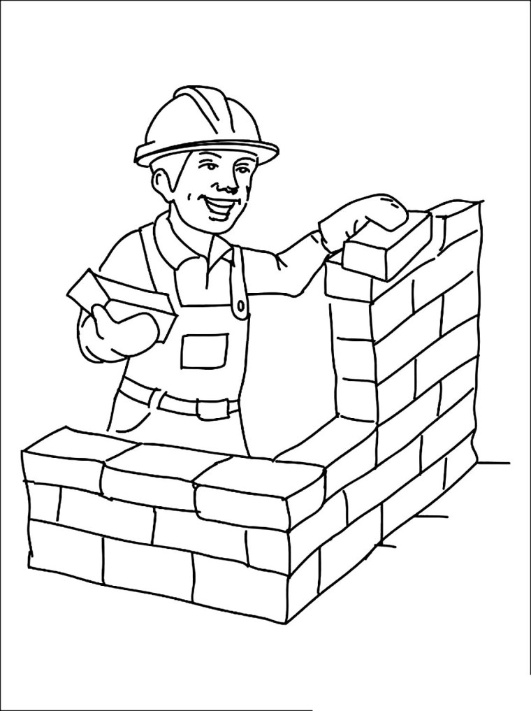 Профессия Строитель раскраска