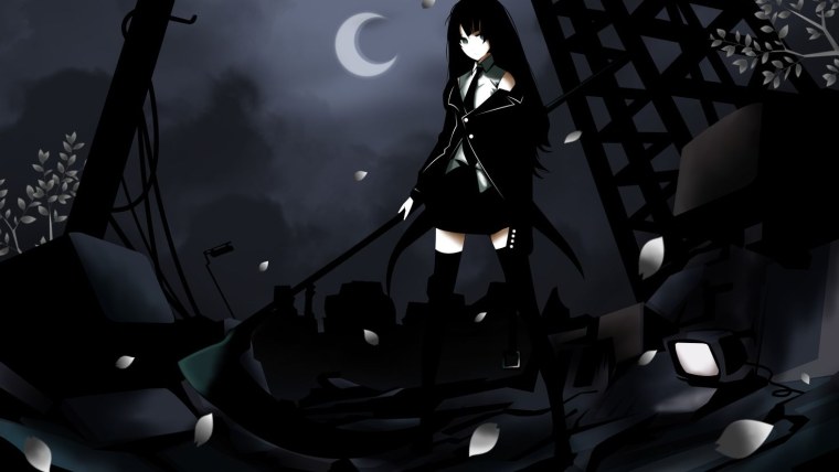 Аниме девушка в черном