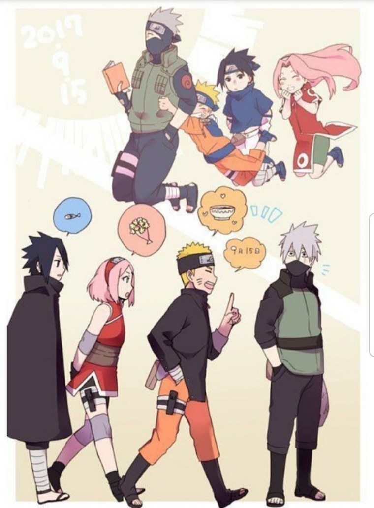 Команда 7 Наруто Саске Сакура Какаши в Боруто