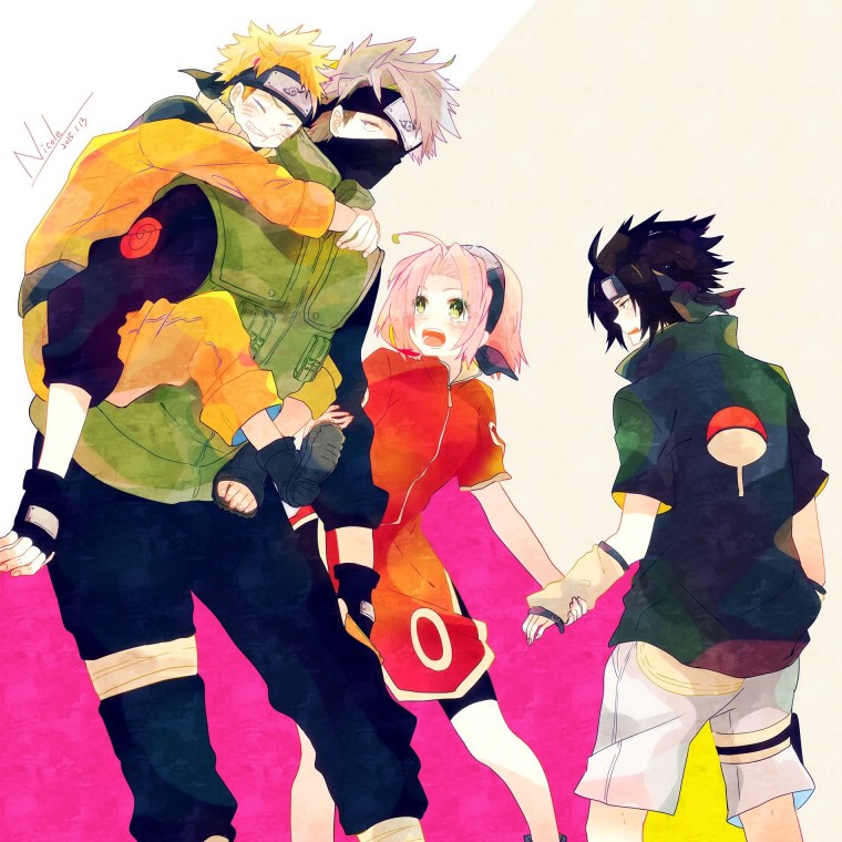 Наруто и Саске и Какаши и Сакура аниме Наруто