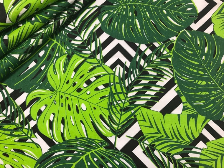Ткань с листьями монстеры