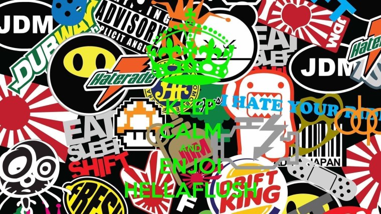 JDM наклейки на фоне черного