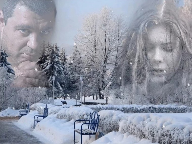 Человек идет в метель