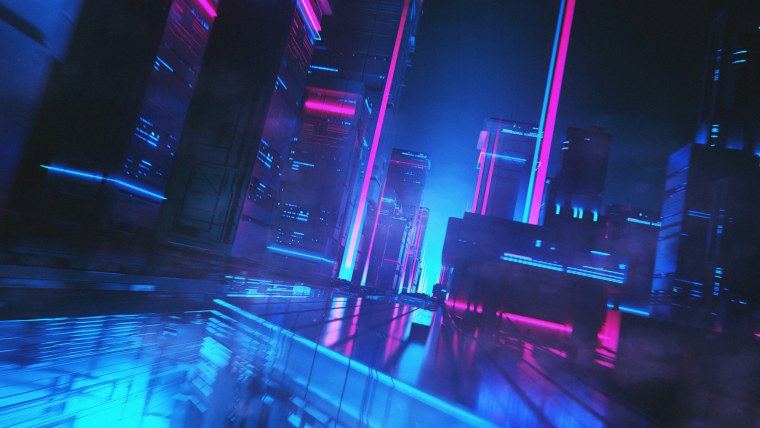 Голубой неон город