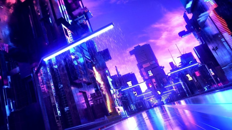 Синтвейв киберпанк город