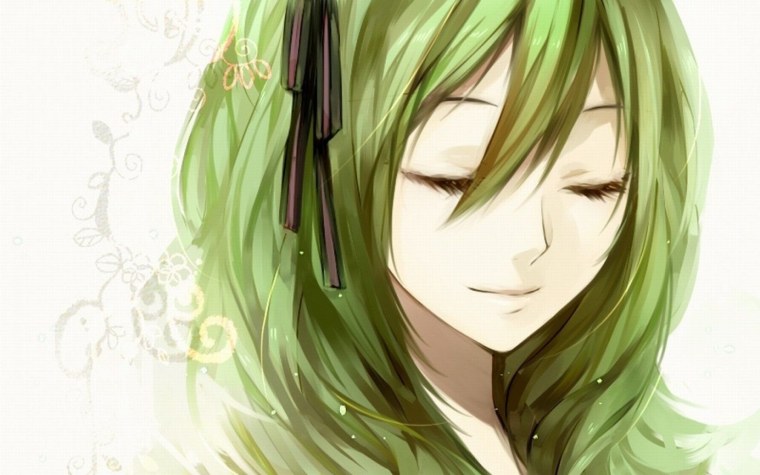 Зеленоволосая девочка аниме