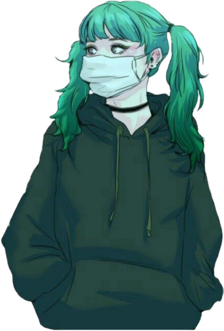 Аниме девушка с мятными волосами