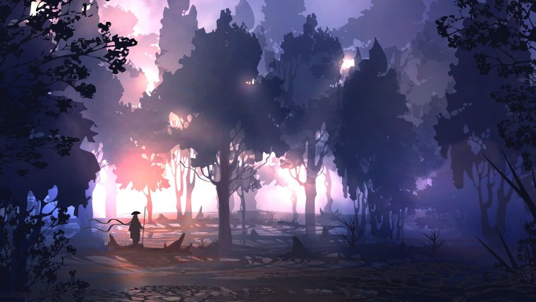 Красивый ночной лес