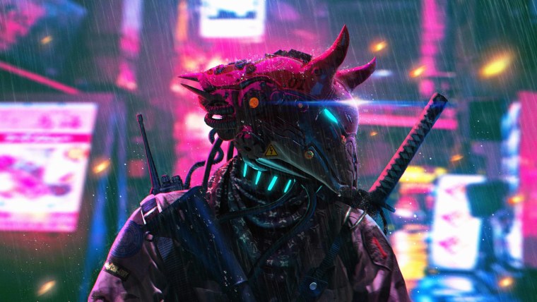 Cyberpunk 2077 Samurai неон маска