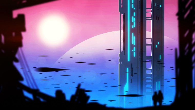 Минималистичный киберпанк город