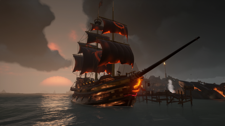 Пиксельный пиратский корабль