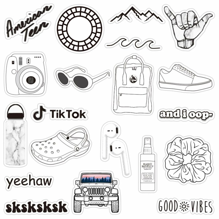 Черно белые наклейки для распечатки Эстетика