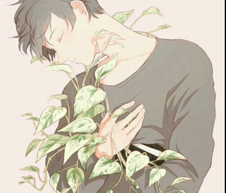 Парень в цветах арт