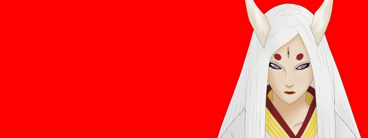 Кагуя Ооцуцуки на белом фоне