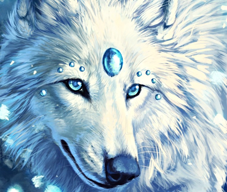 Белый волк с голубыми глазами