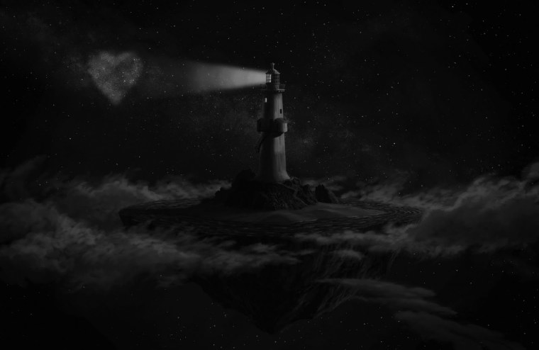 Маяк ночью в шторм
