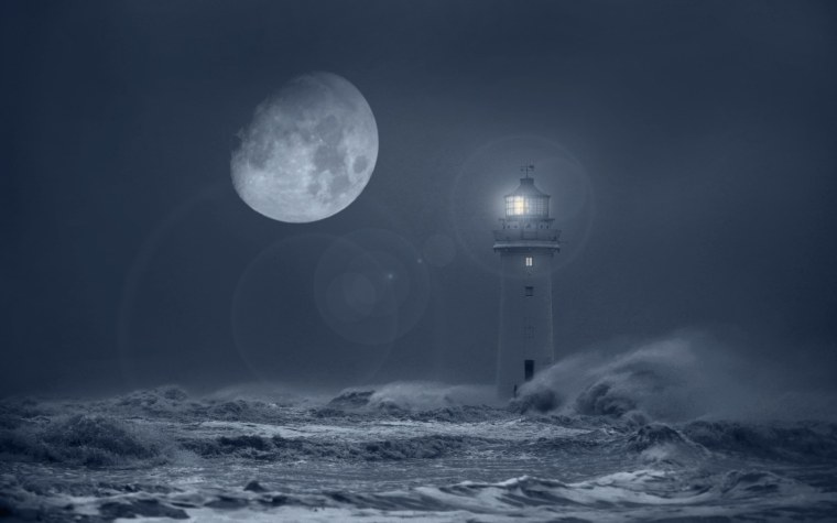 Ночь море Маяк