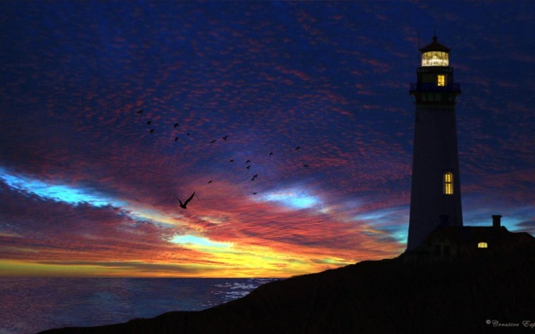 Маяк Ирландия ночь