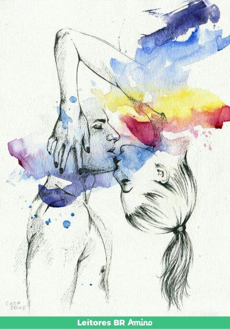 Влюбленные акварель