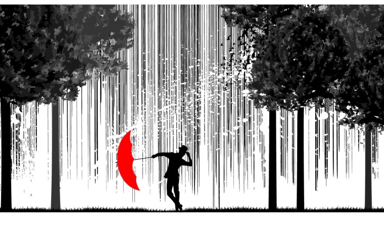 Силуэт под дождем