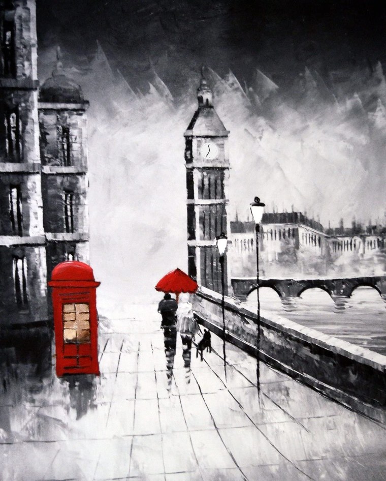 Картина черно белая с красным