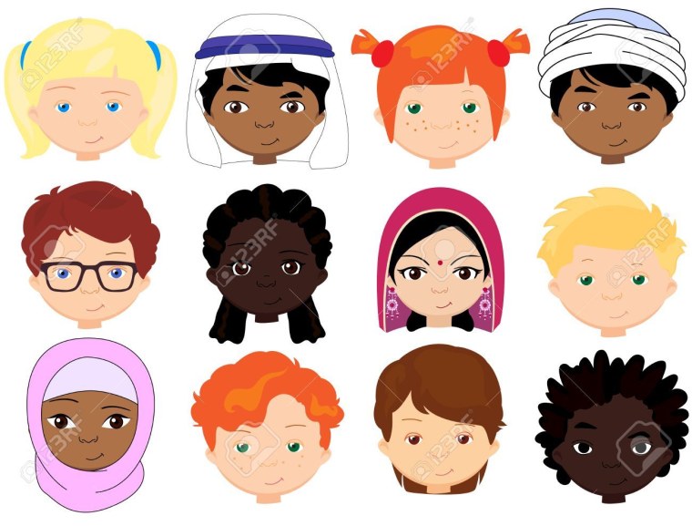 Лица детей разных национальностей