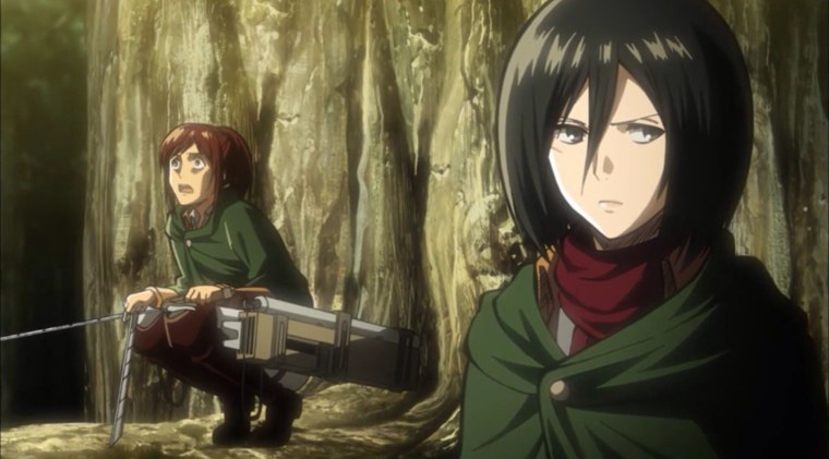 Атака титанов Микаса кадры из аниме