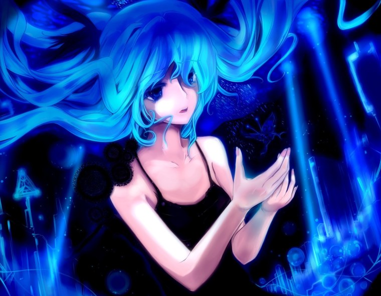 Тянка с синими волосами