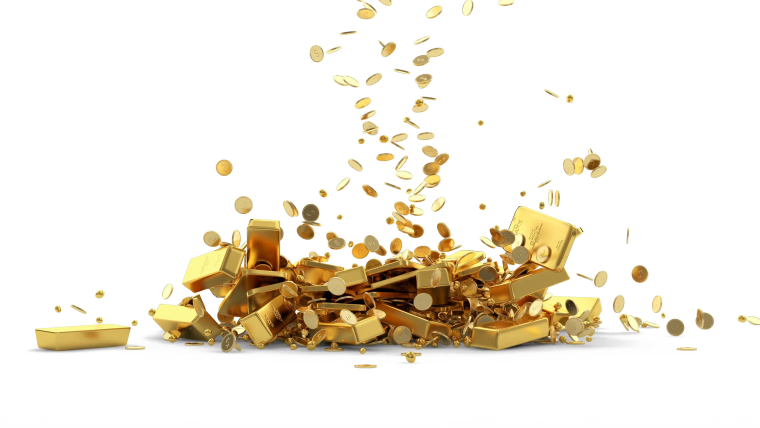 Слиток золота на прозрачном фоне