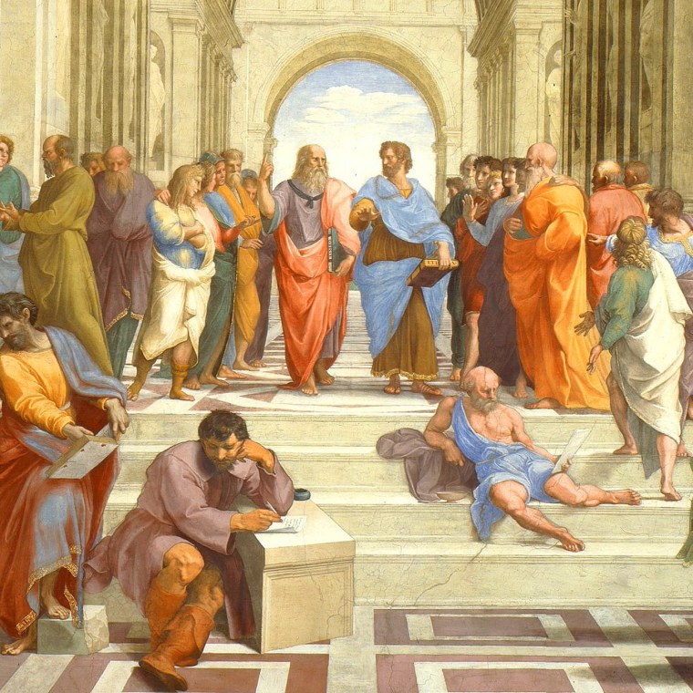 Фреска Афинская школа Платон и Аристотель