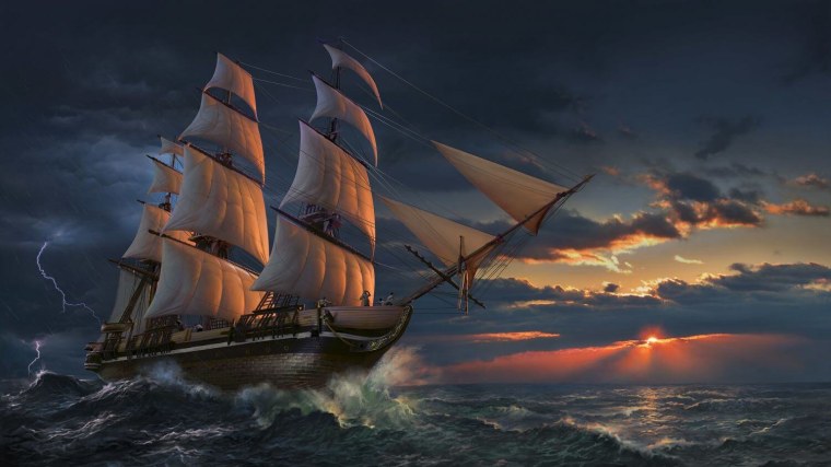 Корабль с парусами