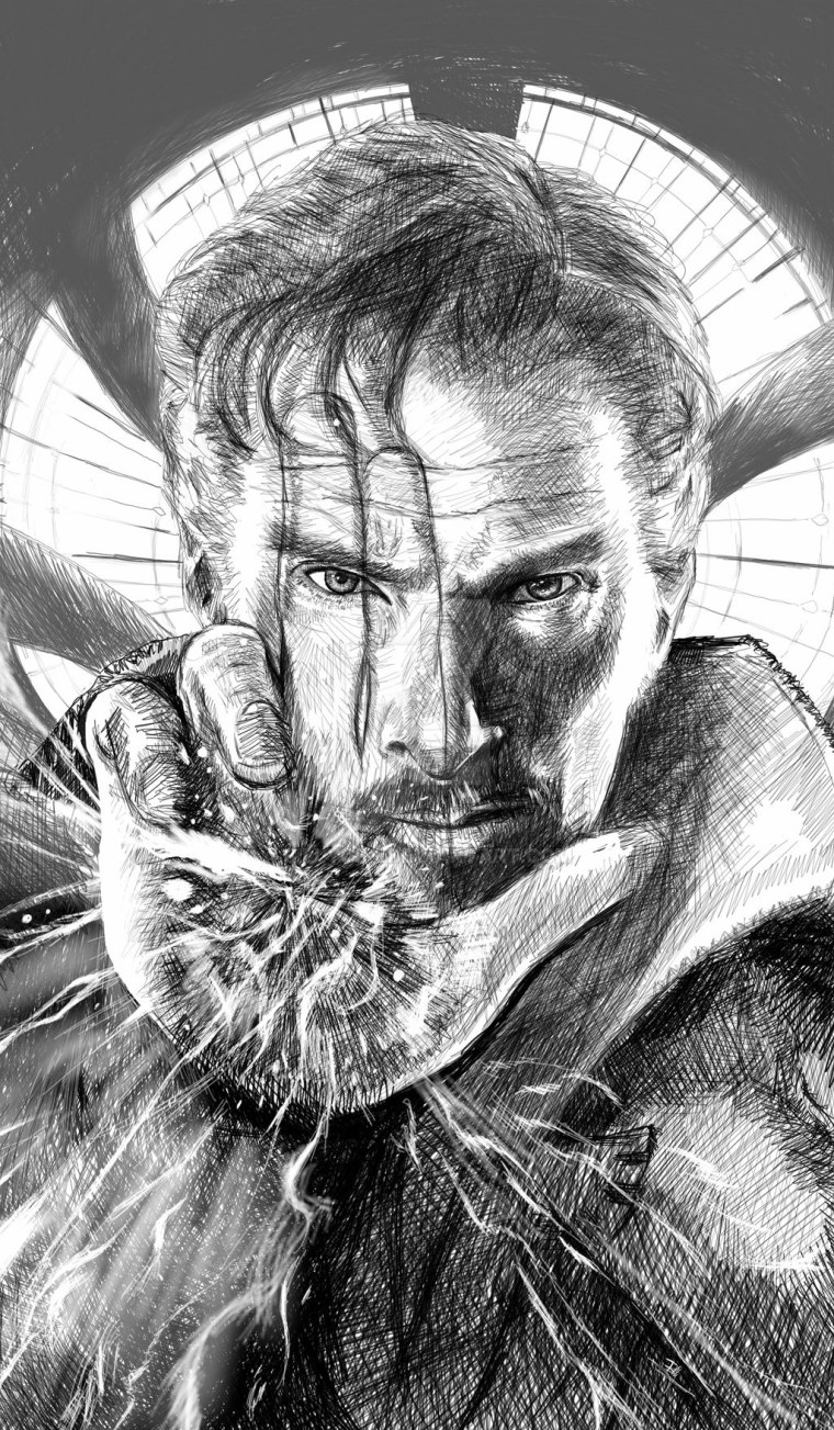 Доктор Стрэндж рисунок карандашом