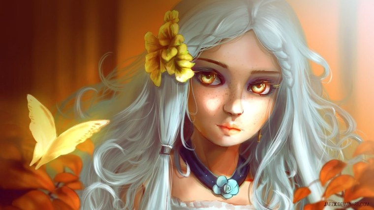 Девушка с белыми волосами арт
