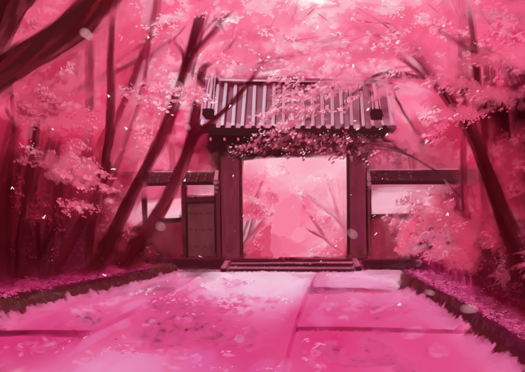 Улицы Японии с сакурой арт