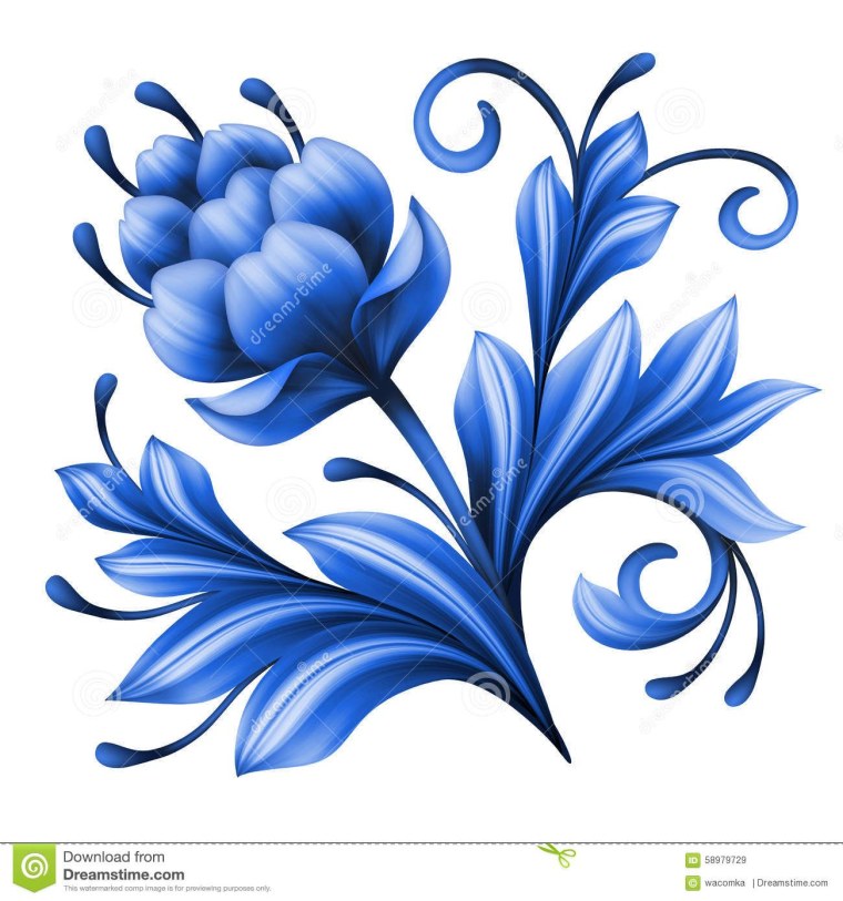 Орнаментальный цветок синий