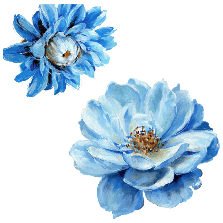 Синие Акварельные цветы