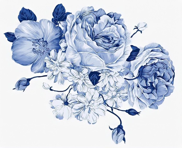 Синие пионы акварель
