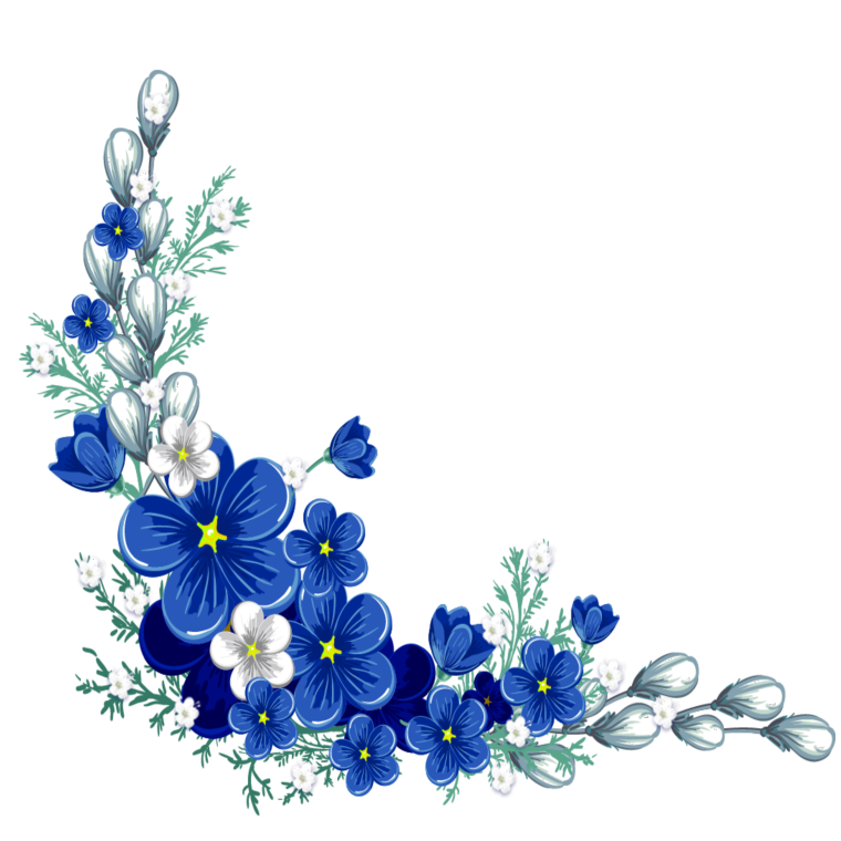Синие цветы на прозрачном фоне