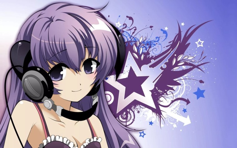 Аниме девушка в наушниках
