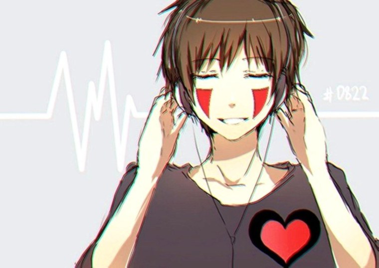 Аниме парень в наушниках