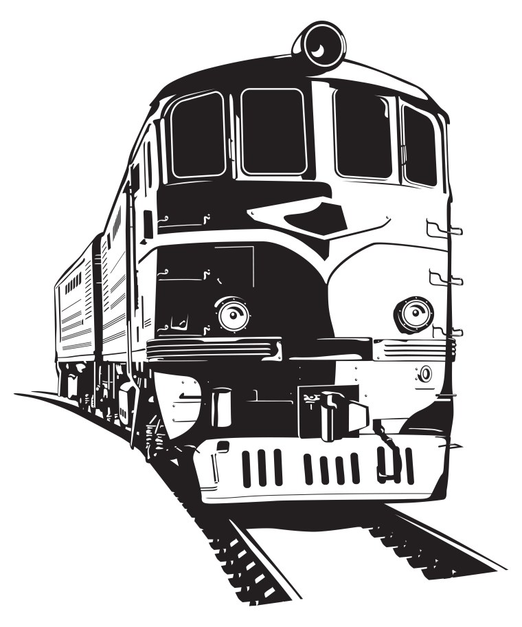 Локомотив поезд в векторе спереди