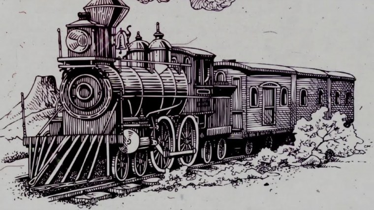Поезд гравюра