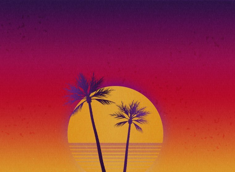 Хотлайн Майами пальмы закат