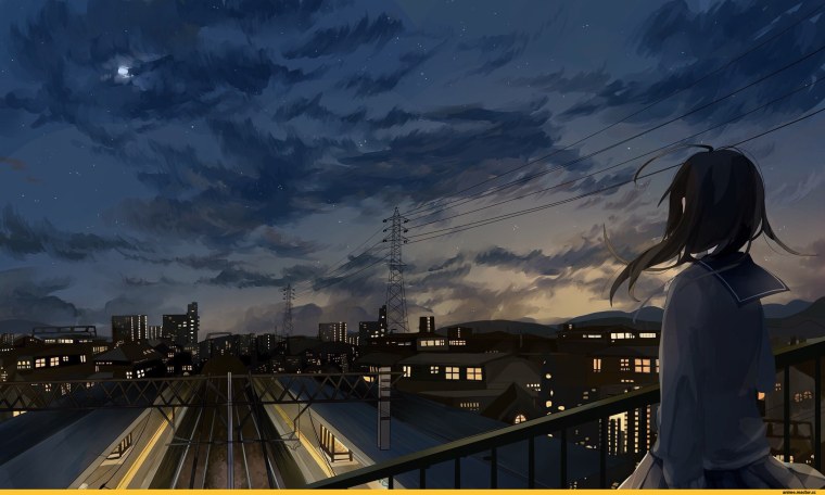 Аниме девушка в городе