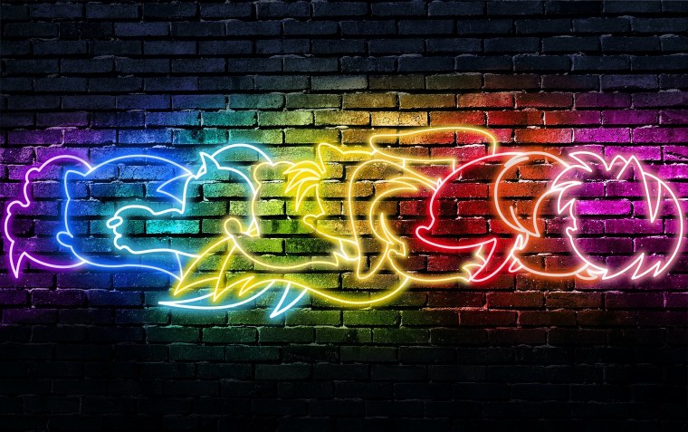 Неоновая кирпичная стена