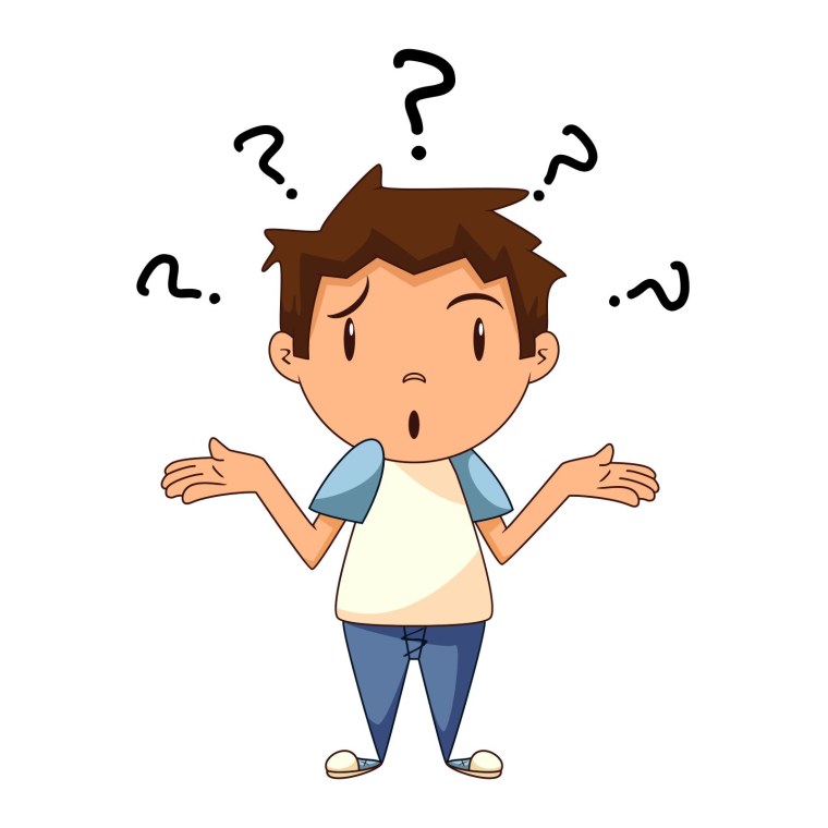 Мультяшный мальчик задумался