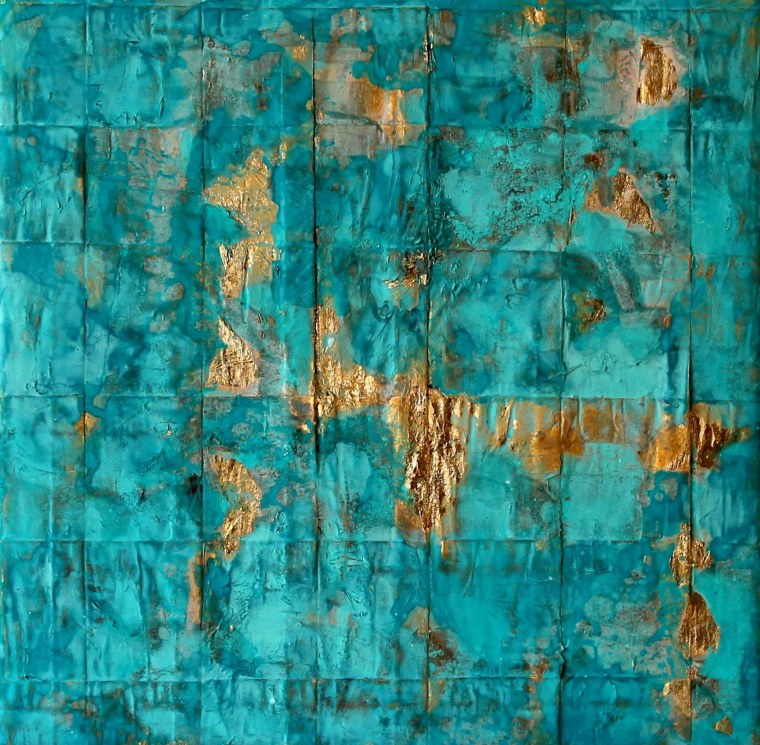 Ткань бирюза с золотом