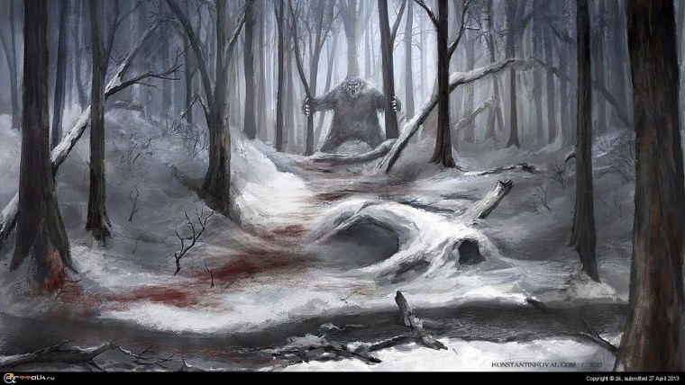 Жуткий зимний лес