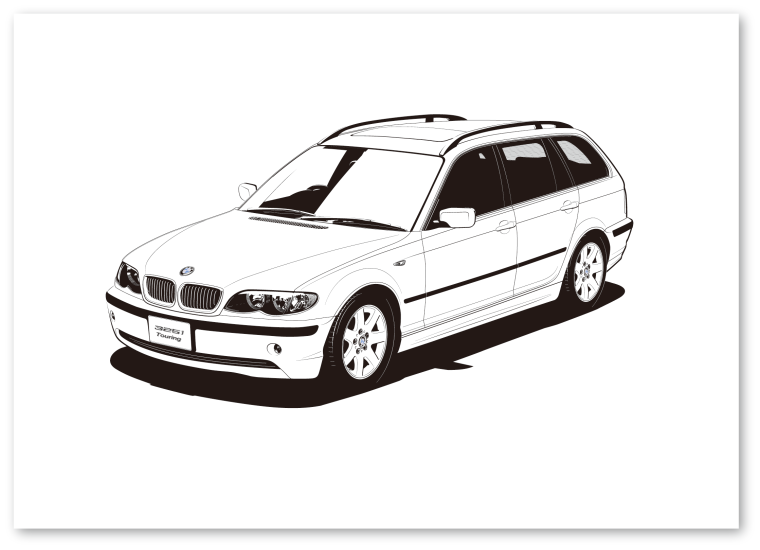 BMW e36 вектор чб седан